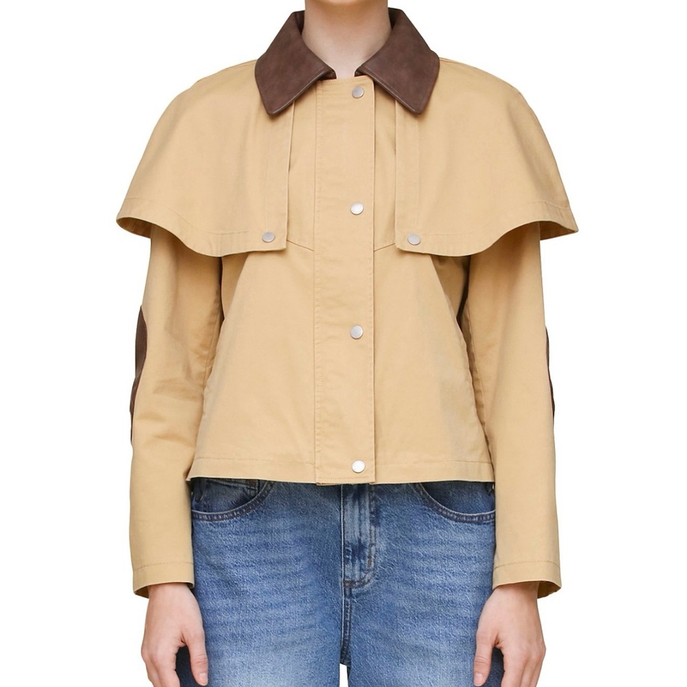 Avec Les Filles Tan and Brown Cape Jacket